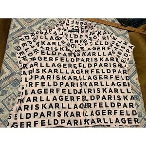 Karl Lagerfeld Paris Pink Black Logo Print Button Down Blouse 1X LP5Y1685